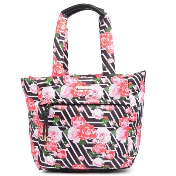Betsey Johnson Jade Floral Stripe Tote Bag - Picture 1 of 9
